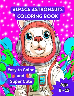 Alpaca astronauts coloring book