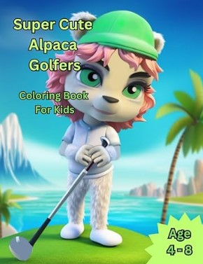 Cartoon style alpaca lady golfer